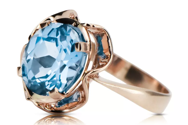 Aquamarine Original Vintage 14K Rose Gold Ring Vintage style vrc206r
